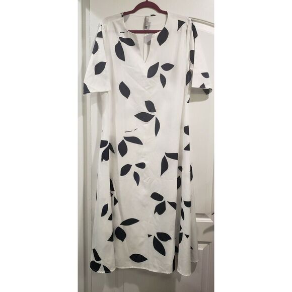 Womens Noracora A-Line Midi Dress, Leaf Print, Size L - Picture 1 of 3